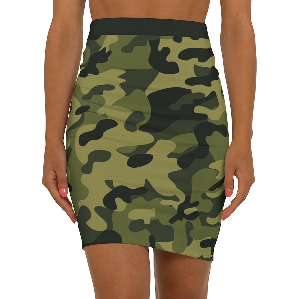 Camouflage high waisted pencil skirt hot sale