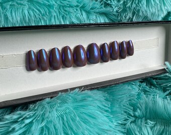 Ready to Ship Brown Chrome Press on nails size Large
