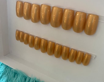 Ready to Ship Yellow Gold Medium Square Press on nails size medium