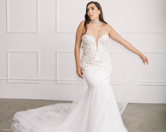 Perlen Hochzeit Tüll Cape, Swarovski Kristall Braut Choker, SIMONE