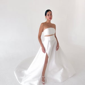 Two Piece Wedding Dress: Silk Mikado Bridal Separates with High Slit