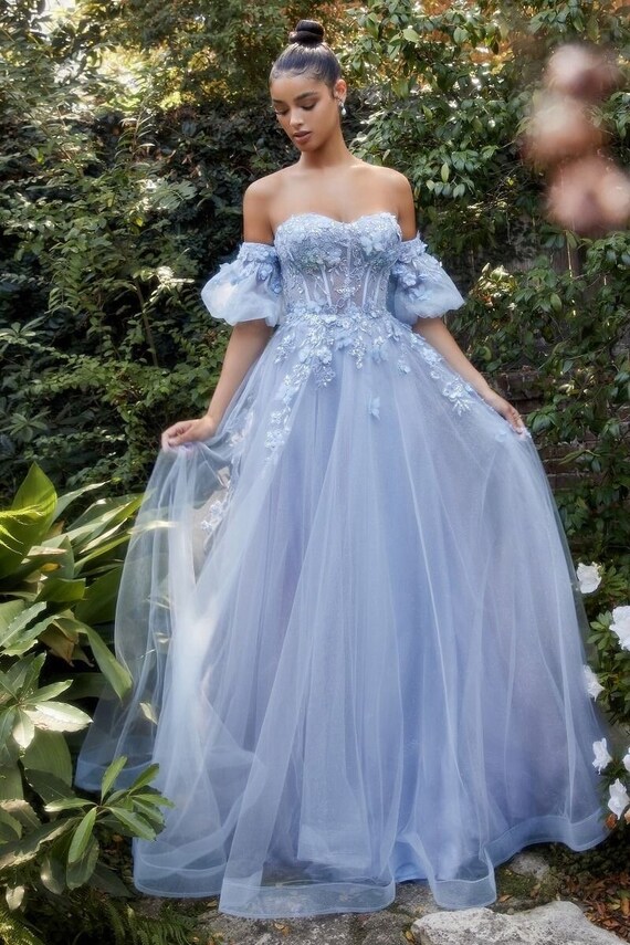 Blue a line wedding dress hot sale