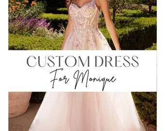 Listado personalizado para Monique, vestido de novia floral, BLOSSOM con apliques de encaje floral dispersos