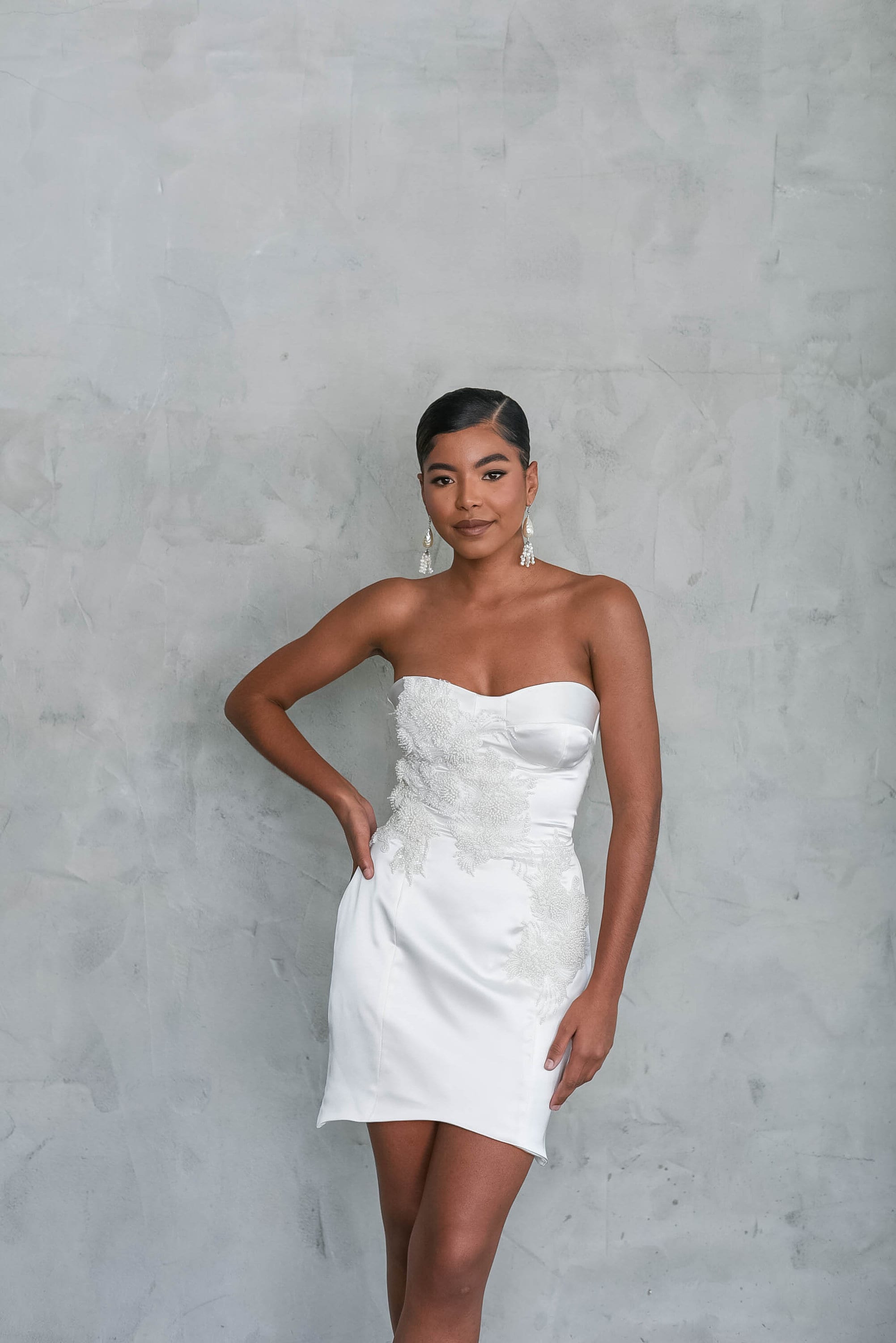 short ivory reception dress A-line Wedding Dress Open Back,Short Wedding Reception Dress,WD01005, US24W / Ivory