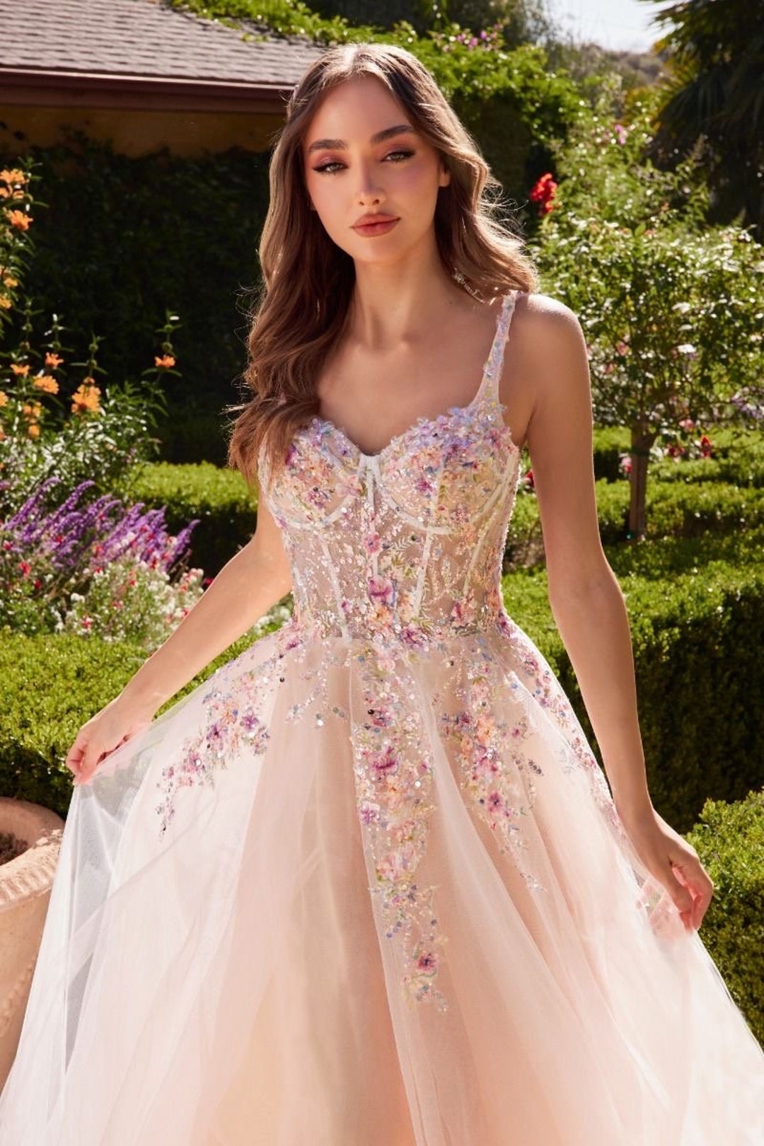 Floral Wedding Dress, Colorful Wedding Dress, Embroidered Flower Dress, A Line Wedding Dress, Romantic Bridal Dress, Cottagecore, BLOSSOM - Etsy Floral Wedding Dress, Colorful Wedding Dress, Embroidered Flower Dress, A Line Wedding Dress, Romantic Bridal Dress, Cottagecore, BLOSSOM - Etsy