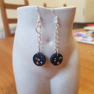 Sparkly Space Planet Earrings: Fimo Polymer Clay Solar System Jewelry