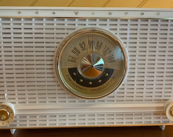 Champagne White 1960s Mid-Century RCA Victor Radio Model 1-F-2E: Now a Bluetooth Speaker