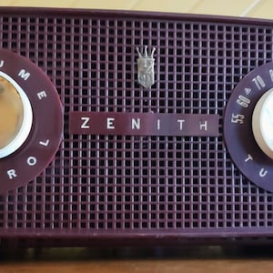 Cranberry Red &quot;Owl Eye&quot; 1955 Zenith Radio Model R510R: Now a Bluetooth Speaker Excellent Condition! Sounds Great!