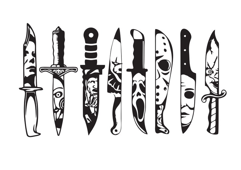 Horror Movie Characters in Knives Svg Michael Myers Svg Etsy Canada