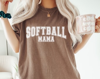 Komfort Farben Softball Mom T-Shirt, Softball Fan Bekleidung, Frauen Softball Kurzarm, süßes Softball T-Shirt, Muttertagsgeschenk, Geschenk für Sie