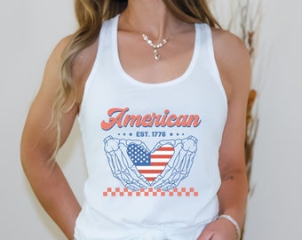 America Racerback Tank, 4th of July Shirt, Summer Top for Independence Day, Tank for July 4th, USA Shirt, Summer Holiday Tank Top, Gift