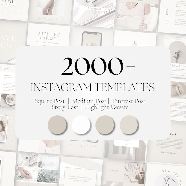 2000+ Instagram Templates, Facebook Bundle, Pintrest Pack and Highlights for Social Media Editable in Canva