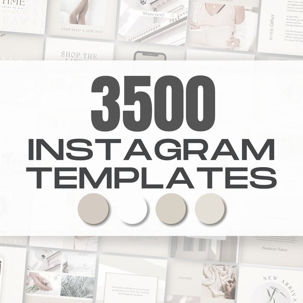 3500 Instagram Templates Mega Bundle | Minimal Social Media Pack | Beige Story's | Pintrest | Facebook Highlight Covers Plantillas