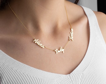 Double Name Necklace, Kids Name Necklace, Two Three Name Jewellery, Multiple Name Pendant Gold, 2 Name Necklace, Mum, Mom, Mother Necklace