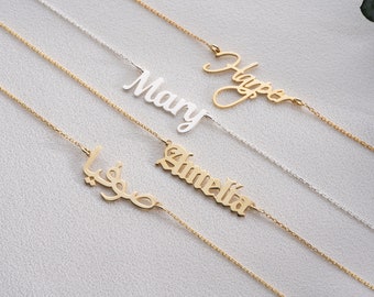 Pulseira de prata esterlina personalizada com nome: joias com placa de identificação personalizada