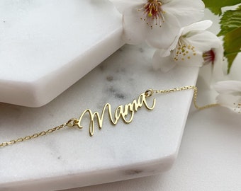 Dainty Name Bracelet, Gold Name Bracelet, Mama Bracelet, Mothers Day Gift, Mother Jewelry
