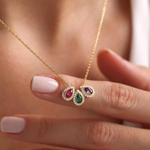 Personalized Family Birthstone Necklace: Sterling Silver Custom Jewelry