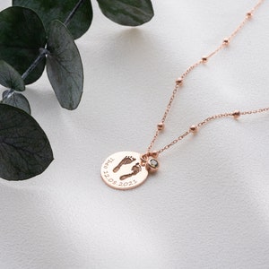 Collier empreinte de pas de bébé, collier chaîne boule empreinte de main de bébé, pendentif personnalisé pour maman avec pieds, nouvelle maman, mère, grand-mère, cadeau de baptême image 8