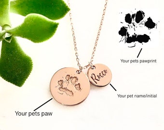 Paw Print Necklace, Actual Pet Paw Print Necklace, Dog Paw Necklace, Cat Paw Necklace, Pet Memorial Gift