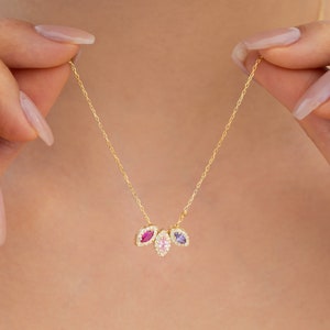 Colar delicado com pedra do mês, colar com pedra do mês da família, joias com pedra do mês, colar para mãe, presente de aniversário para mãe, presente de aniversário para mulheres