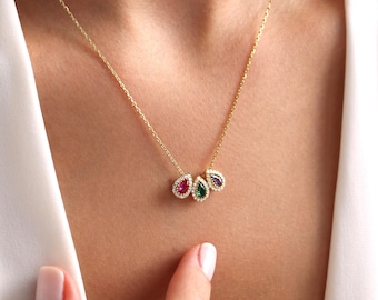 Family Birthstone Necklace: Sterling Silver Mother of the Bride Gift