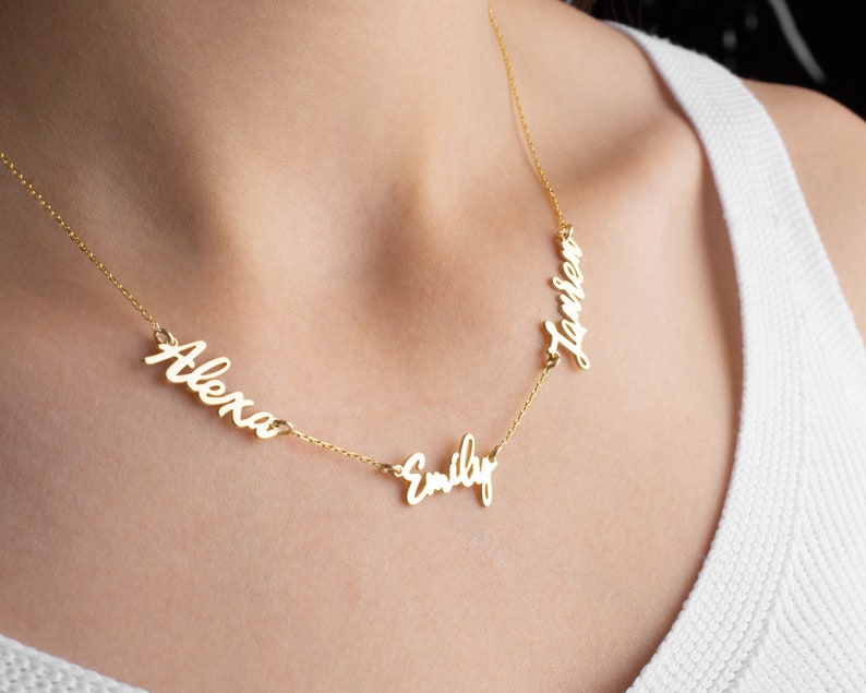 Two Name Necklace, Double Name Necklace, Gold Multiple Name Necklace, 2 Name Jewellery, Mother Necklace image 6