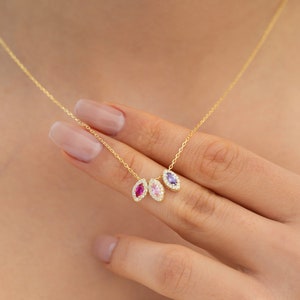 Personalized Birthstone Necklace: Sterling Silver Family Jewelry, Gift for Mom