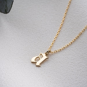 Lowercase initial Necklace, Gold Tiny Letter Necklace, Initial Necklace, Old English Initial Necklace, Mother Birthday Gift