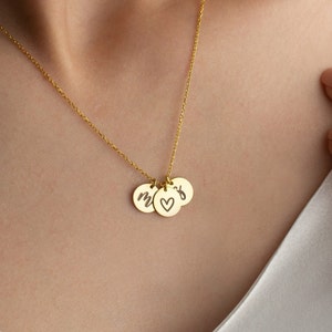 Double Initial Necklace: Personalized Sterling Silver Multiple Discs Pendant