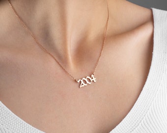 Birth Year Necklace, Custom Date Necklace,  Dainty Number Necklace, Teenage Girl Birthday Gift, Mothers Day, Girl Graduation Gift for Girls