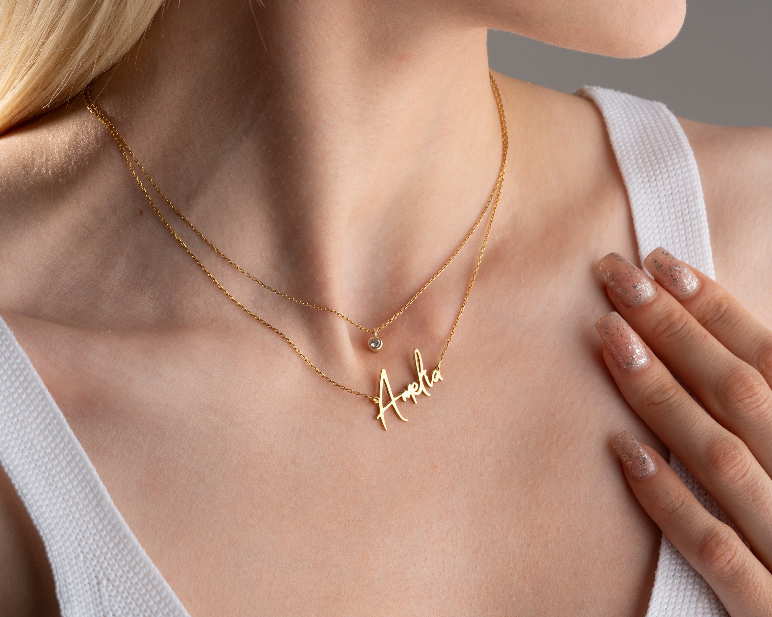 925 Sterling Silver Multi Layer Layered Name Necklace