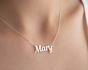 Sterling Silver Name Necklace, Personalised Necklace with Name, Cursive Name Necklace, Daughter, Mom, Teenage Girl, Christmas Gift for Her