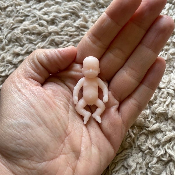 Silicone Baby Doll Full Body Silicone Reborn Mini 2 inch 5 cm 1:12 Dolls House Doll Micro Preemie Reborn Baby Girl Cute Lifelike Miniature