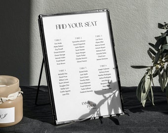 Wedding Seating Chart Modern Simple Template Portrait Editable Seating Chart Printable 8.5"X11" Micro Wedding Editable Seating Template