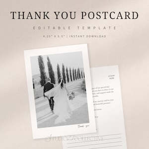 Thank You Postcard Photo Minimalist Thank You Card Template Printable Postcard Editable Template Greeting Card Printable