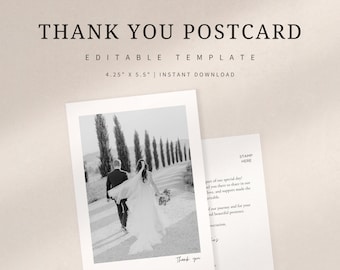 Thank You Postcard Photo Minimalist Thank You Card Template Printable Postcard Editable Template Greeting Card Printable