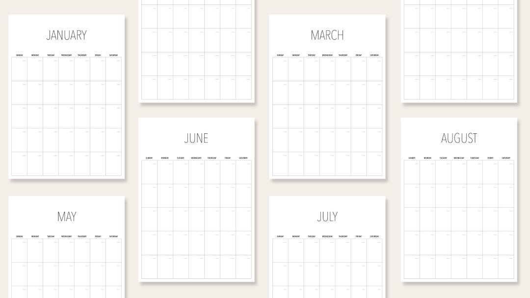 Calendar Open-dated Calender Instant Download Planner Simple - Etsy