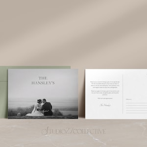 Cartão postal de agradecimento minimalista, modelo de cartão de agradecimento para impressão, modelo editável, cartão personalizado, casamento, obrigado