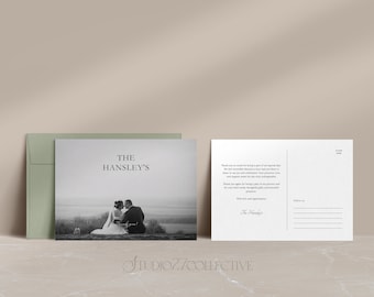 Thank You Postcard Photo Minimalist Thank You Card Template Printable Postcard Editable Template Personalized Card Wedding Thank You