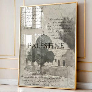 Palestina Ulivo Wall Art Poster Stampa giclèe Moschea di Al Aqsa Promemoria islamici Opera d'arte Stampa Poster Acquerello Neutro Casa musulmana Dicembre