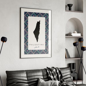 Druckbare Wandkunst Palästinensische Muster Tatreez Stickerei Karte Gratis Palästina Kunstwerk Herunterladbares Poster Minimale einfache Muslimische Wohnkultur