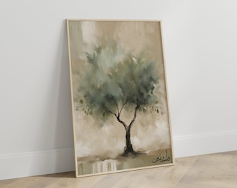 Palestine Olive Tree Wall Art Printable Poster Arabic Calligraphy Print Free Palestine Artwork Print Poster Watercolour Neutral Art Home Dec