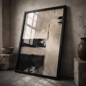 Póster minimalista de arte de la Kaaba, Wabi sabi, Giclée, arte abstracto de Macca, póster islámico, impresión artística neutral minimalista moderna, decoración del hogar musulmán