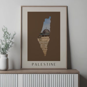Druckbare Wandkunst Palästina Karte Al Aqsa Print Al Quds Blaue Kuppel Moschee Palästinensischen Wandbild Kunstwerk Herunterladbare Masjid Poster Minimal Neutral