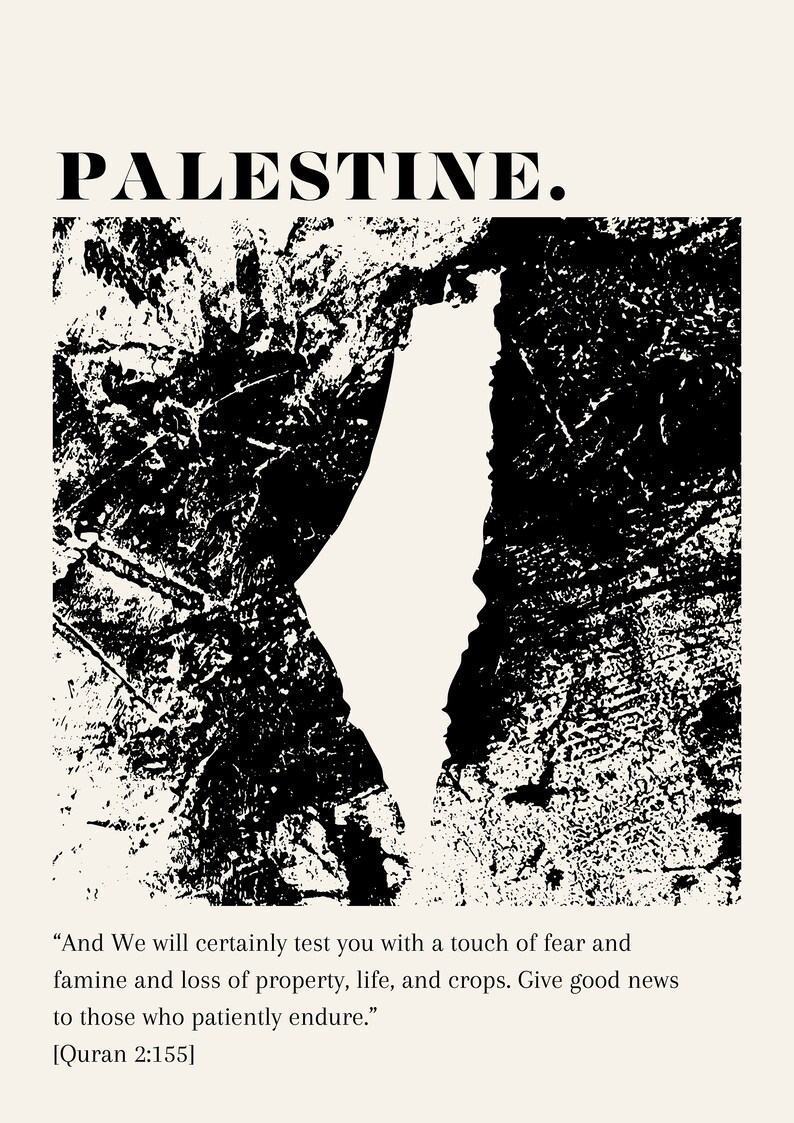 Utskrivbar väggkonst Minimalistisk Palestinakarta Koranvers Engelska Gratis Palestinakonstverk Nedladdningsbar Poster Minimal Neutral Muslimsk Heminredning bild 8