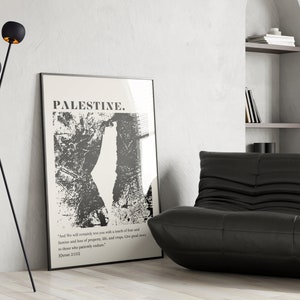 Utskrivbar väggkonst Minimalistisk Palestinakarta Koranvers Engelska Gratis Palestinakonstverk Nedladdningsbar Poster Minimal Neutral Muslimsk Heminredning bild 7