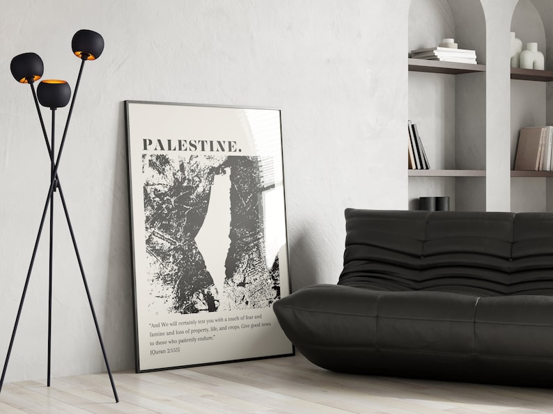 Utskrivbar väggkonst Minimalistisk Palestinakarta Koranvers Engelska Gratis Palestinakonstverk Nedladdningsbar Poster Minimal Neutral Muslimsk Heminredning bild 7