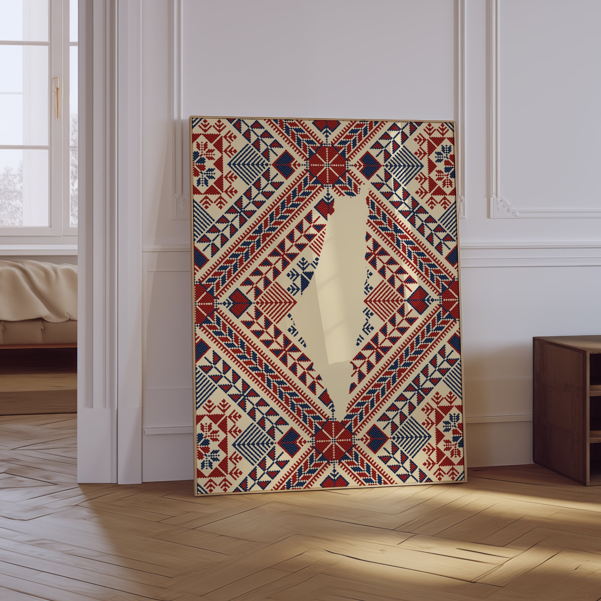 Palestinian Pattern Print Printable Wall Art Palestinian Patterns Tatreez Embroidery Map Free ...