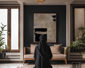 Kaaba Art Minimalist Wabi sabi Poster Giclée Fine Art Abstract Macca Islamic Poster Modern Minimal Neutral Curated Art Print Muslim Home Dec