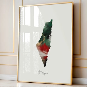 Druckbare Wandkunst, Palästina-Karte, Poster, arabische Kalligraphie, kostenloser Druck der Palästina-Flagge in Farben, herunterladbarer abstrakter Druck, Heimdekoration, Wandgemälde